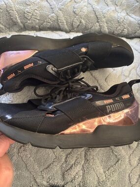 Puma Black Sneakers with Rose Metallic Accents